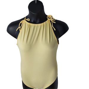 Gaze Sleeveless Adjustable Tie Straps Bodysuit Yellow
